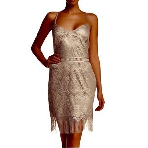 Jessica Simpson Fringe Crochet Lace Cocktail Party Dress